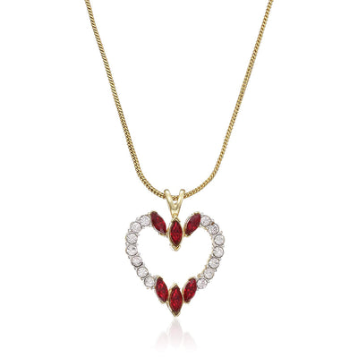 Estele Gold Plated Heart Shaped Pendant with Crystals for women