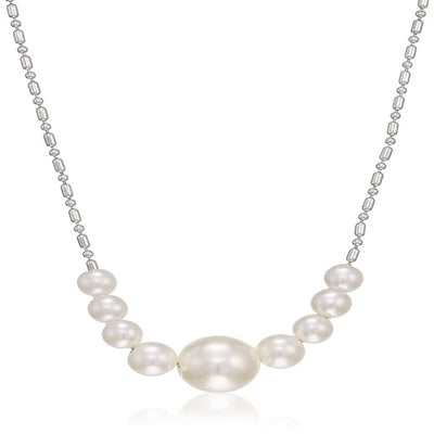 Estele Textured chain with different size pearls pendant for women