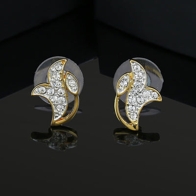 24 Kt Gold and Silver Plated White pigeon Stud Earrings