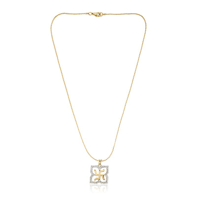 Estele - Gold Plated Swastika Shaped Pendant with Austrian Crystals for Women / Girls