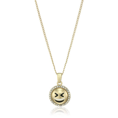 Estele  GOLD plated Grinning Squinting Face Emoji Pendant For Girls