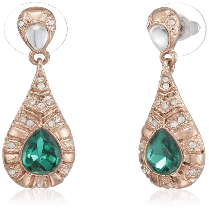 Estele - Elegant Emrald Drop halo pendant set for women