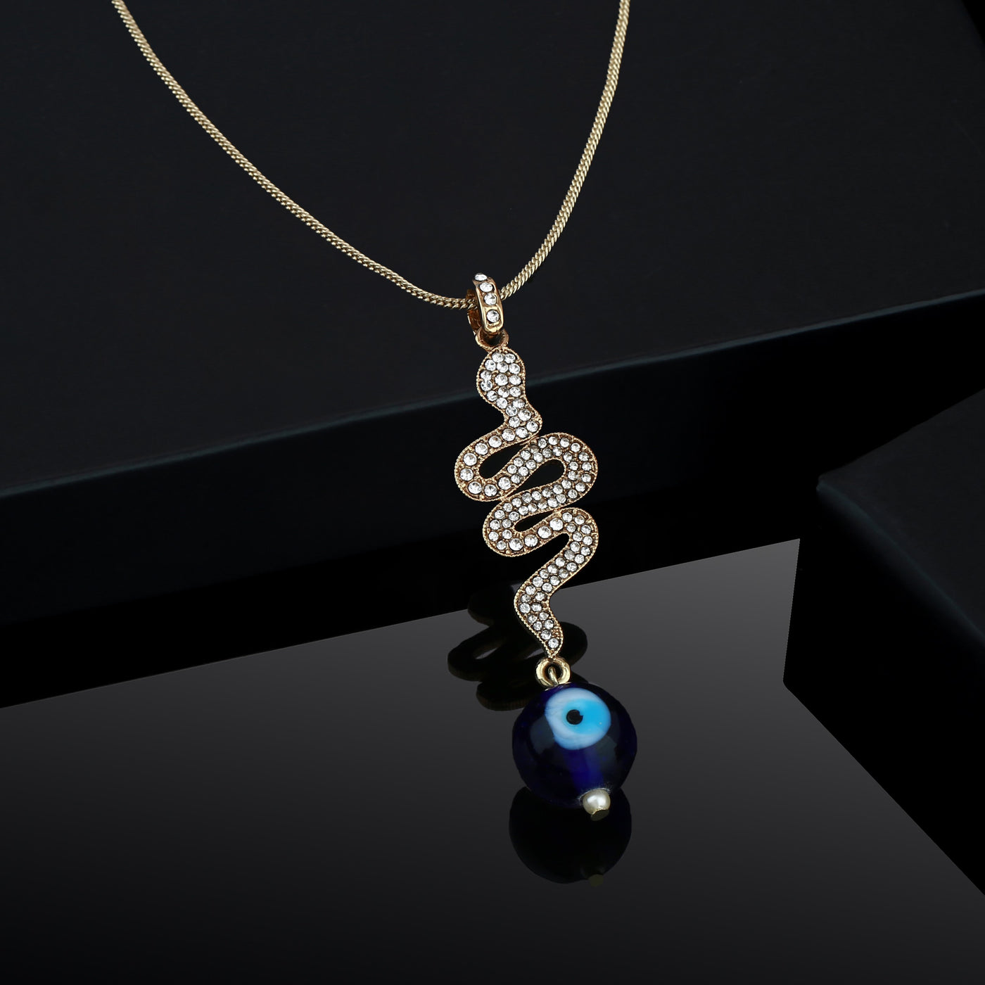 Estele - Gold Plated Chain with Evil Eye Snake Pendant for Women / Girls