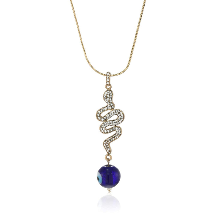 Estele - Gold Plated Chain with Evil Eye Snake Pendant for Women / Girls
