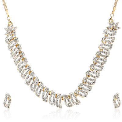 Estele 24 CT gold Plated American Diamond Veronica Necklace Set for Women