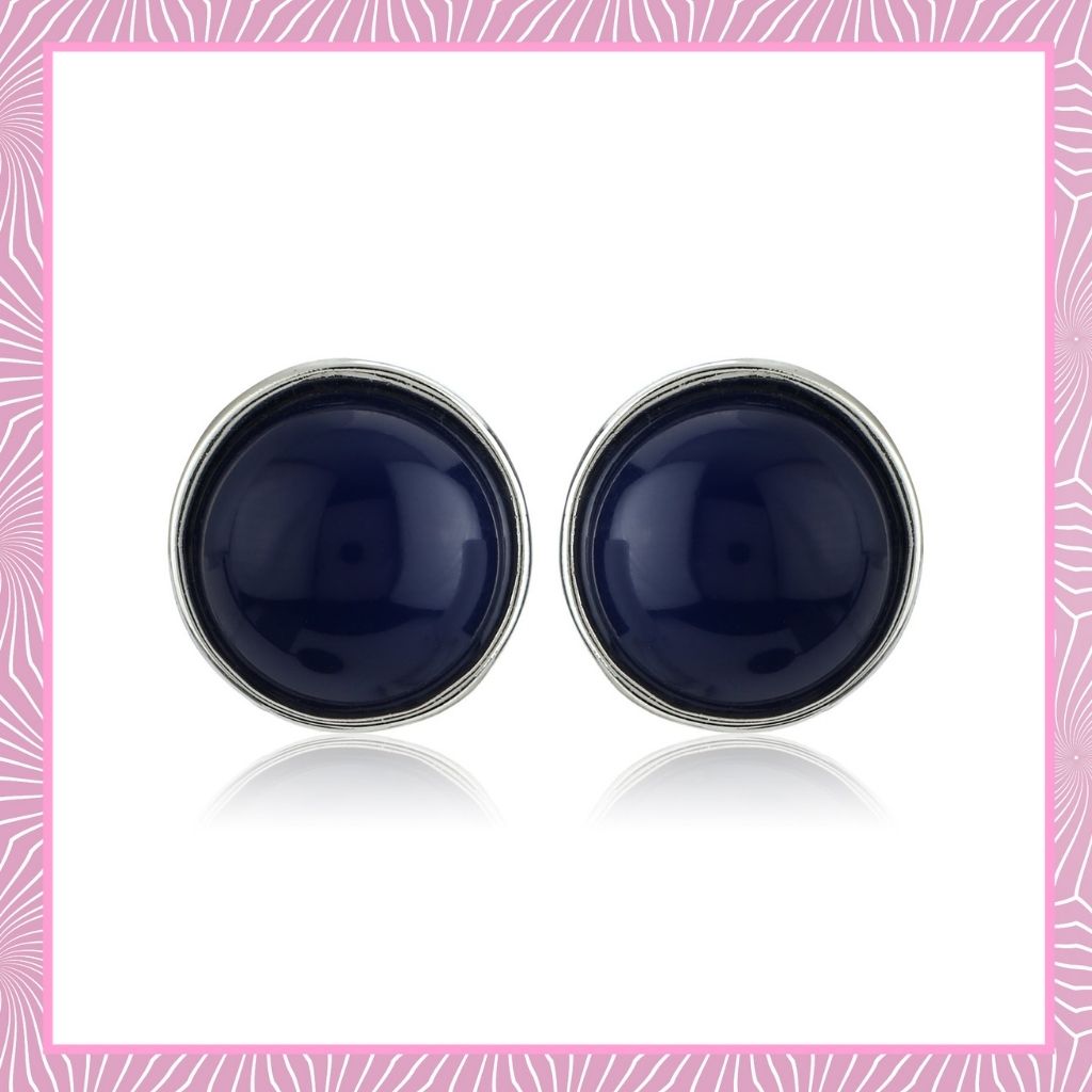 Blue Colour Round Stud Earrings