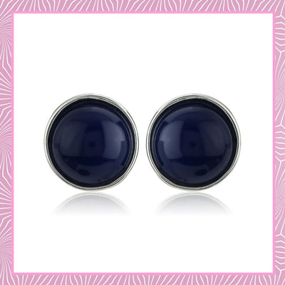 Blue Colour Round Stud Earrings