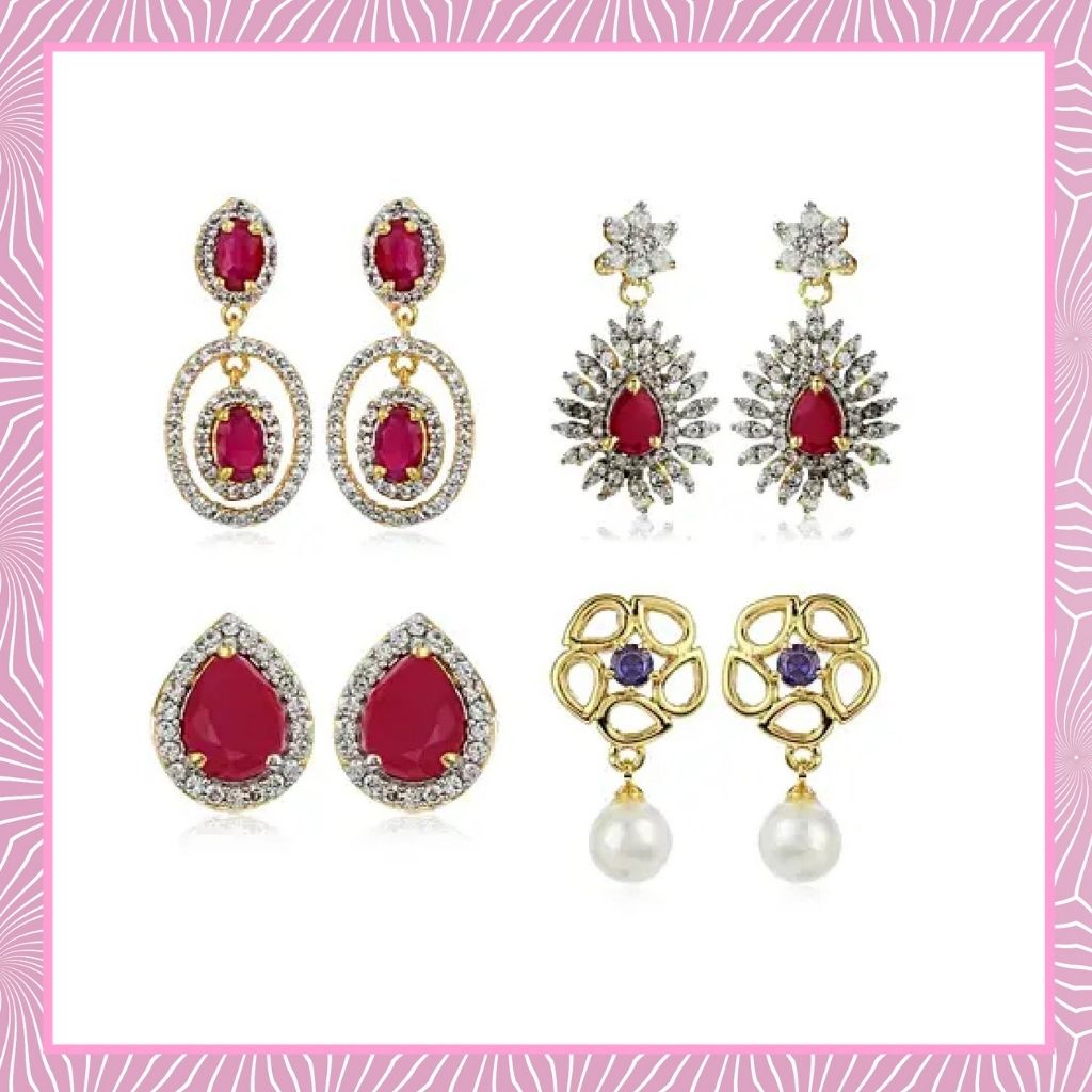 Diamond & Ruby Earrings Set