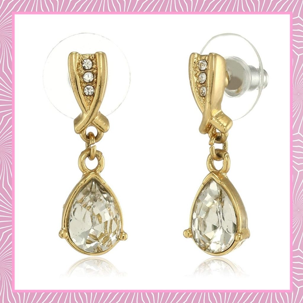 Estele Zinc Alloy Gold Plated Brilliant pear Drop Earrings For girls