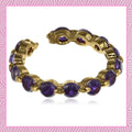 Estele Gold Plated CZ Fancy Sparkling Band Ring with Blue Stones for Women(Adjustable)