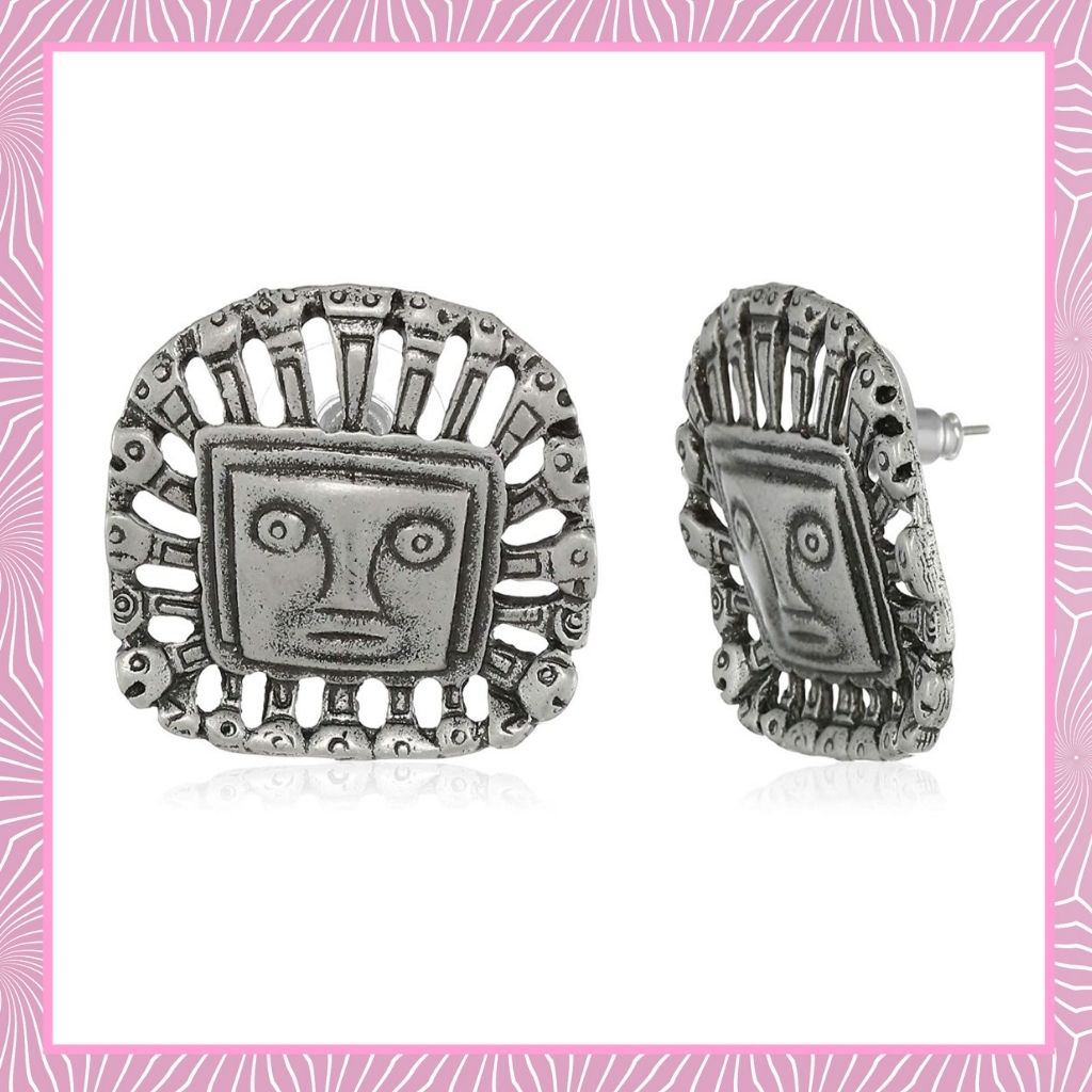 Estele Oxidised Silver Bohemian Studs latest design for women