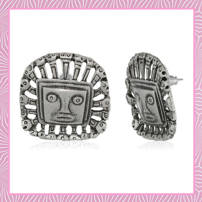 Estele Oxidised Silver Bohemian Studs latest design for women