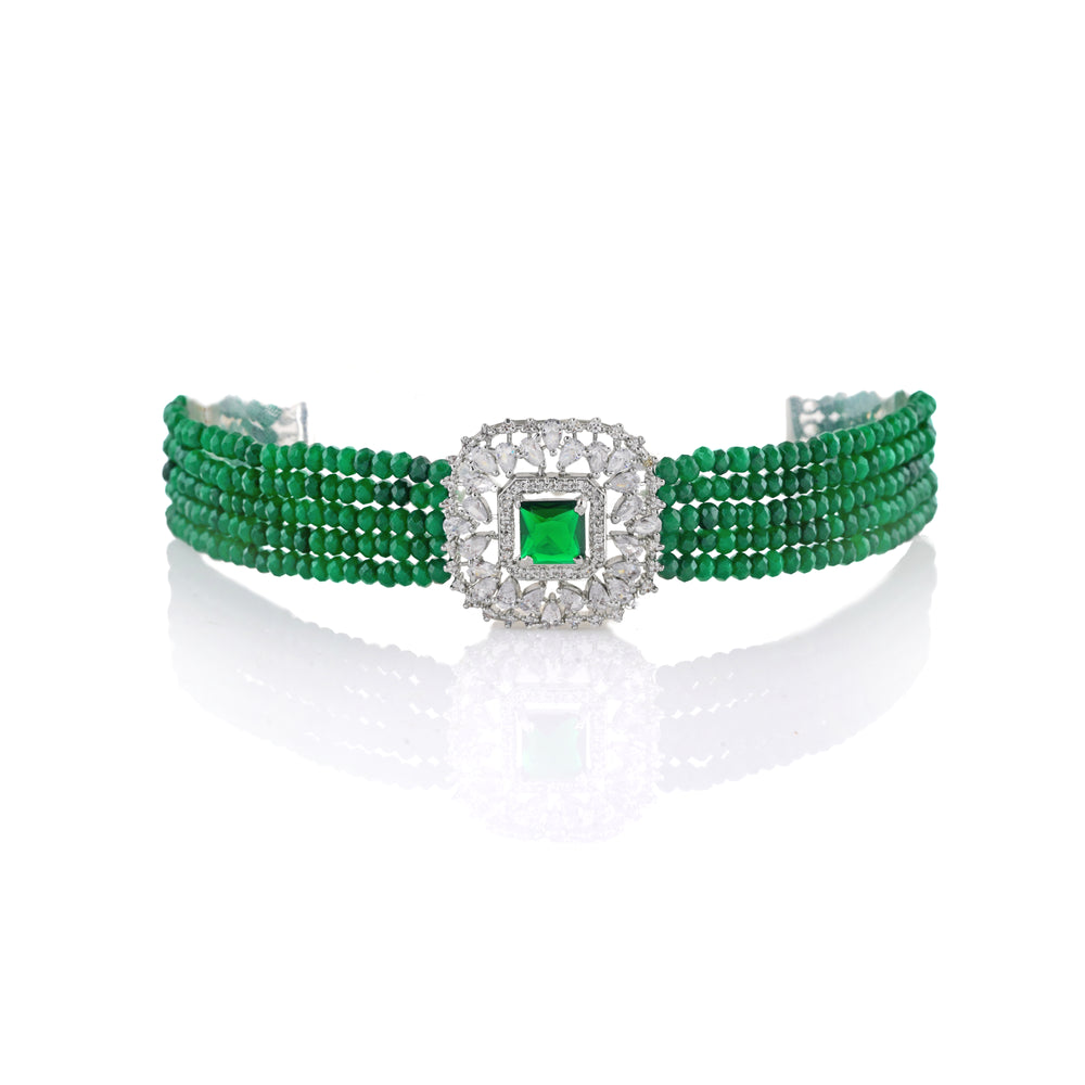 Buy Estele Emerald Diamond and Emerald Beads Choker Square