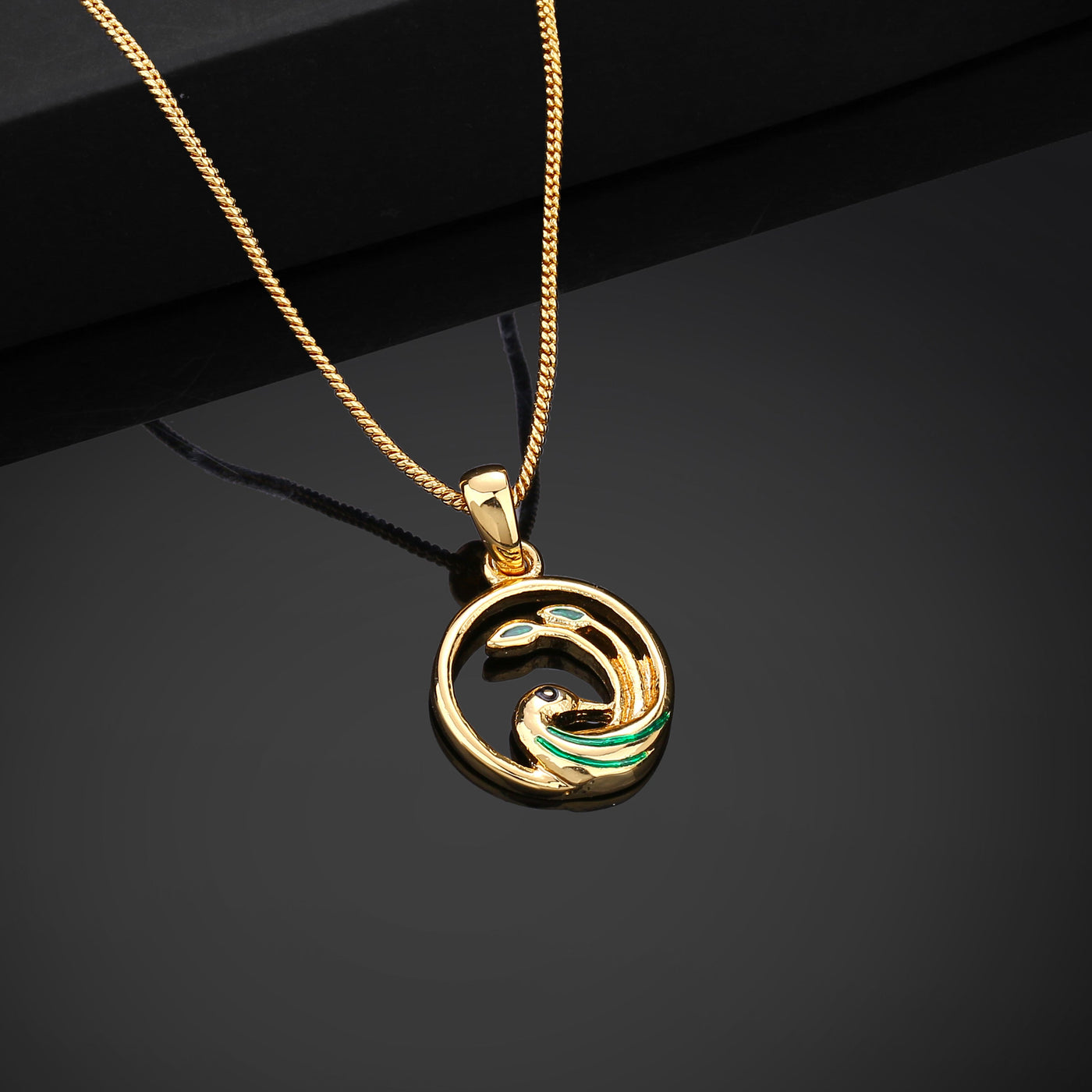 Estele Gold Plated Encircled Peacock Designer Pendant for Women