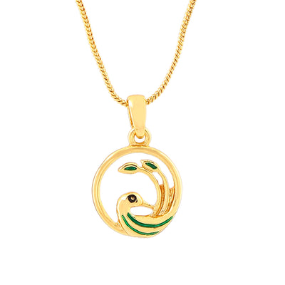 Estele Gold Plated Encircled Peacock Designer Pendant for Women