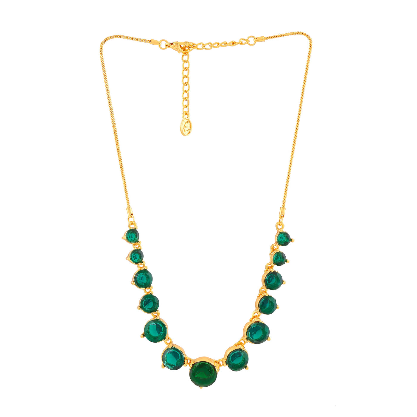 Estele Gold Plated Sparkling Necklace set with Green Austrian Crystals for Women