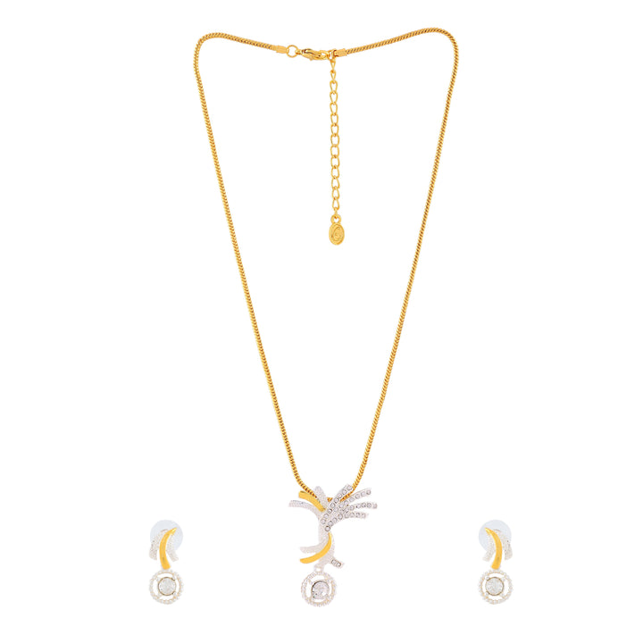 Estele Gold & Rhodium Plated Sparkling Pendant Set with Crystals for Women
