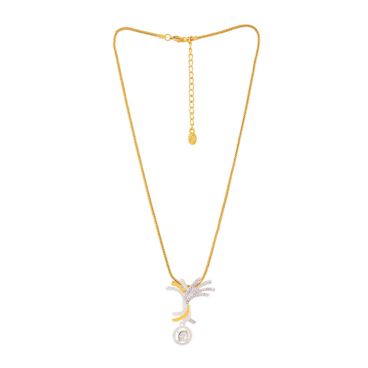 Estele Gold & Rhodium Plated Sparkling Pendant Set with Crystals for Women