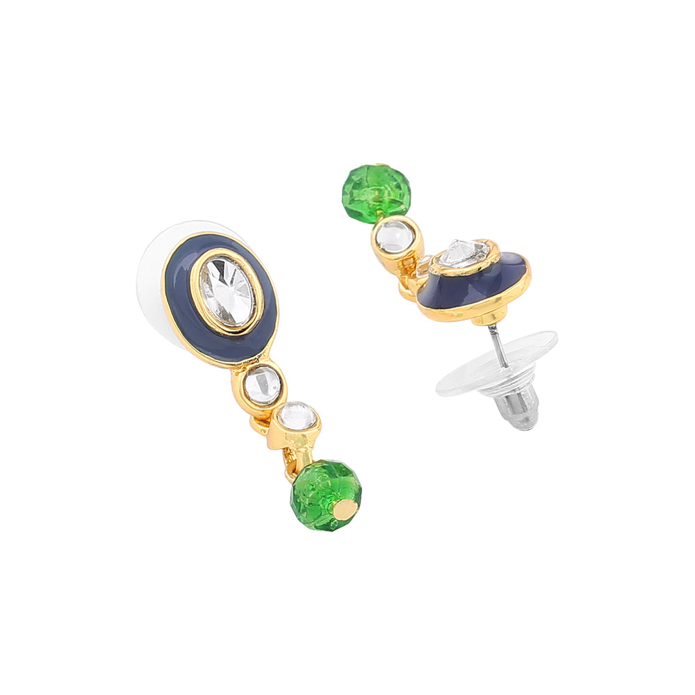 Estele Gold Plated Elegant Circular Pendant Set with Kundan & Beads for Women