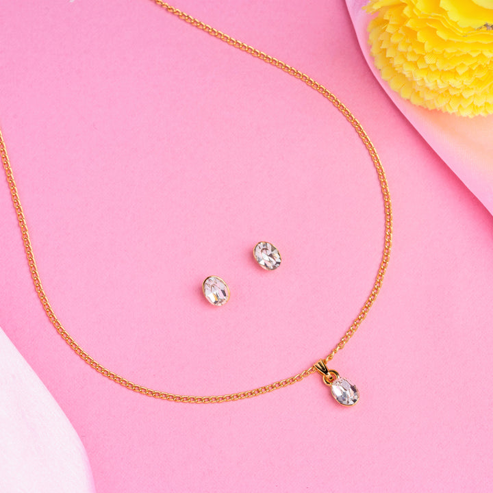 Estele Gold Plated Solitaire Pendant Set For Girls & Women