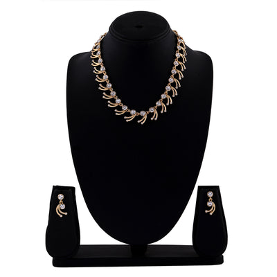 Estele - 24 KT Gold Plated Valentine Collection American Diamond Necklace Set for Women