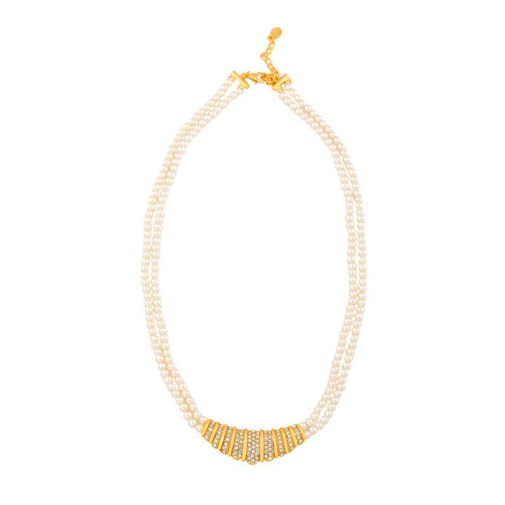 Estele Gold Plated Sparkling Necklace Set with Crystals & Pearls for Women