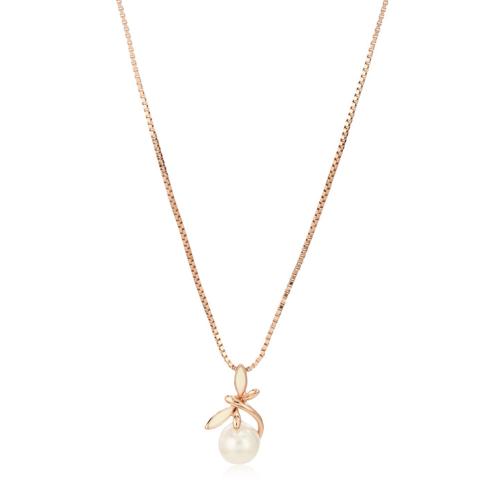 Estele Rose Gold Plated Lovely Pendent Set with Pearl & Enamel for Women