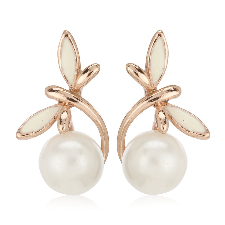 Estele Rose Gold Plated Lovely Pendent Set with Pearl & Enamel for Women