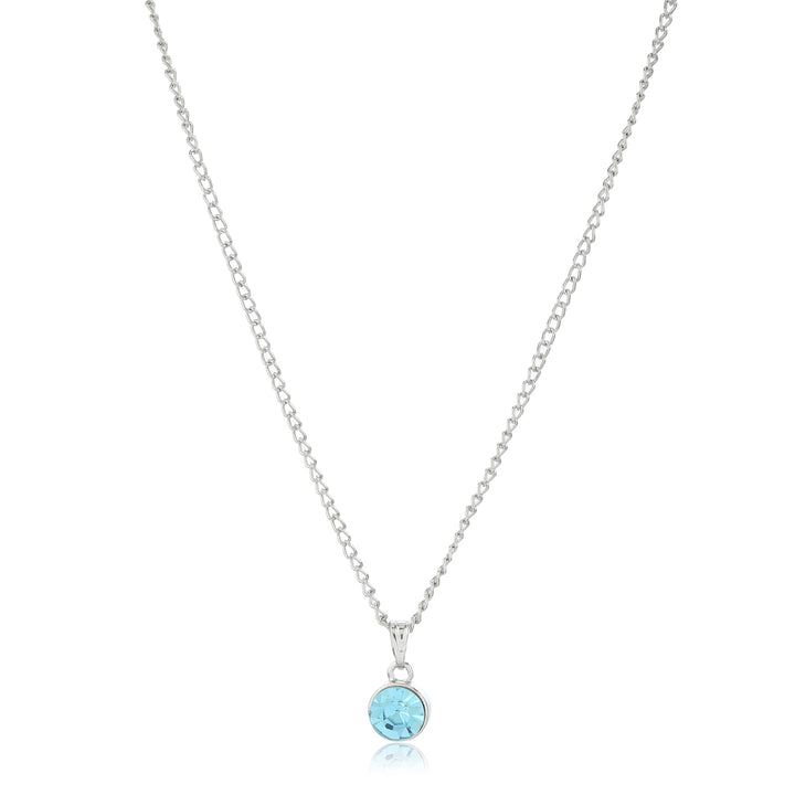 Estele - Rhodium Aquamarine Pendant with Austrian Crystal for Women / Girls