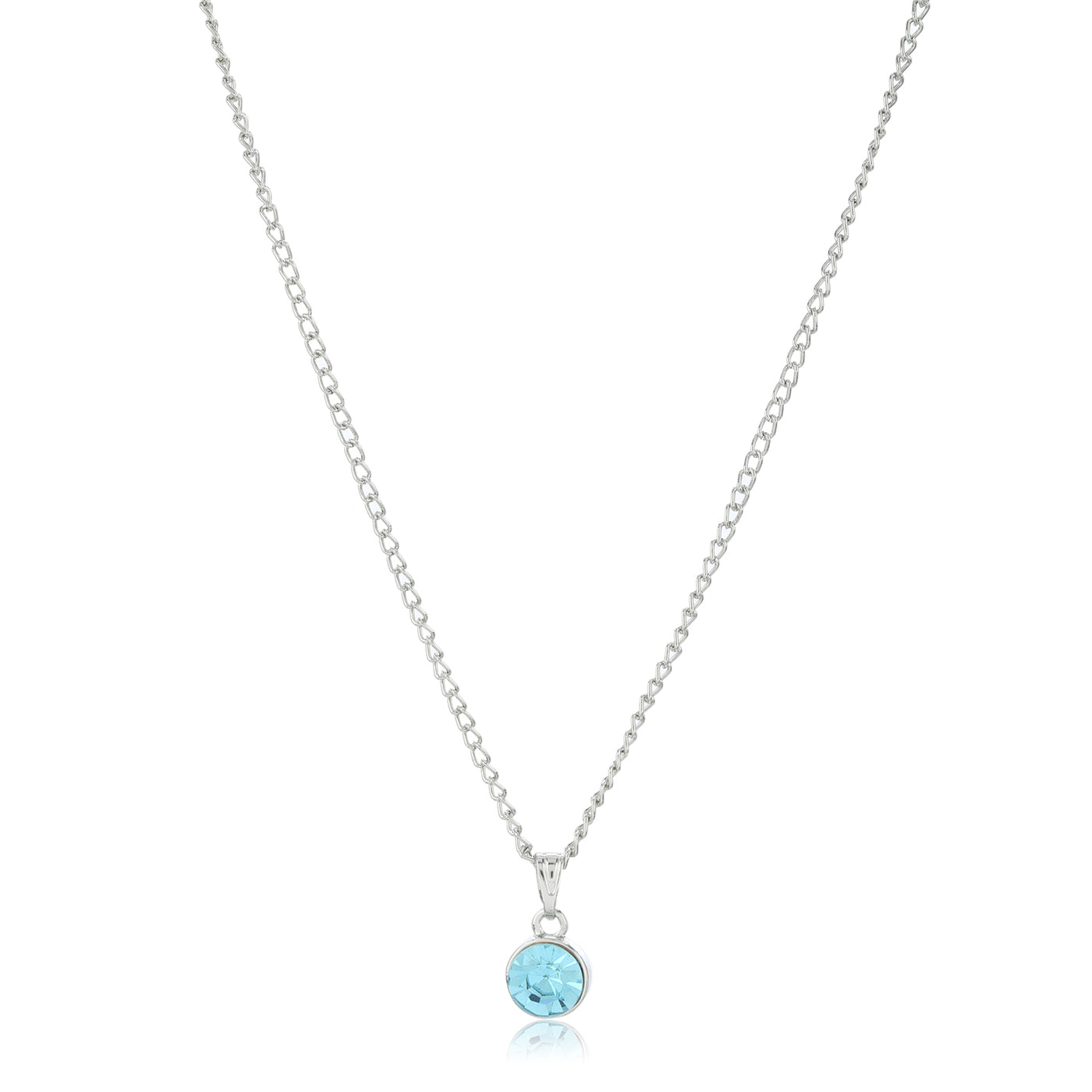 Estele - Rhodium Aquamarine Pendant with Austrian Crystal for Women / Girls