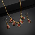 Estele Gold Plated Tear Drop Shaped Necklace Set with Austrian Crystals for Women