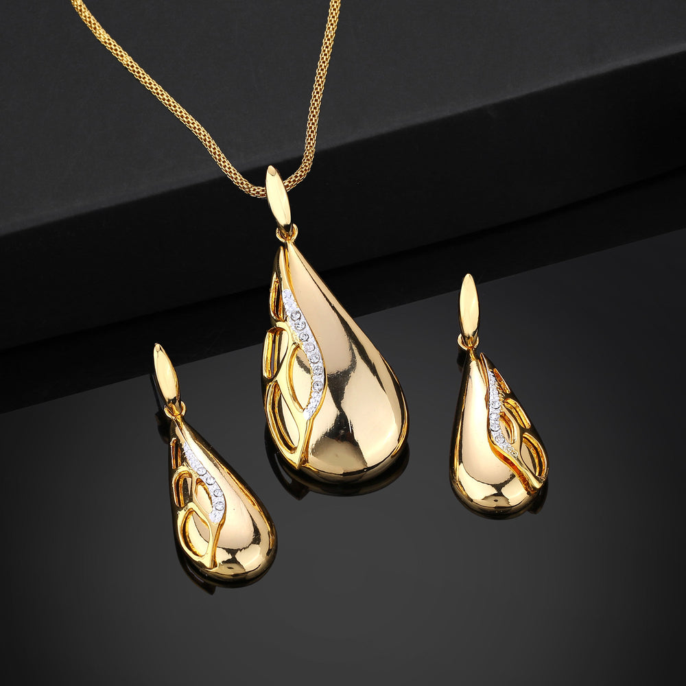 Buy Estele Gold Plated Classic Drop Designer Necklace Set with