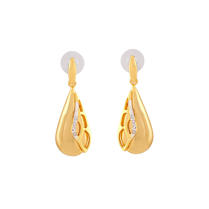 Estele Gold Plated Classic Drop Designer Necklace Set with Crystals for Women
