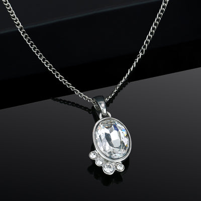 Estele - Rhodium Plated Elegant Pendant with Austrian Crystals for Women / Girls