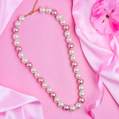 White and Pink Colour Pearl Necklace