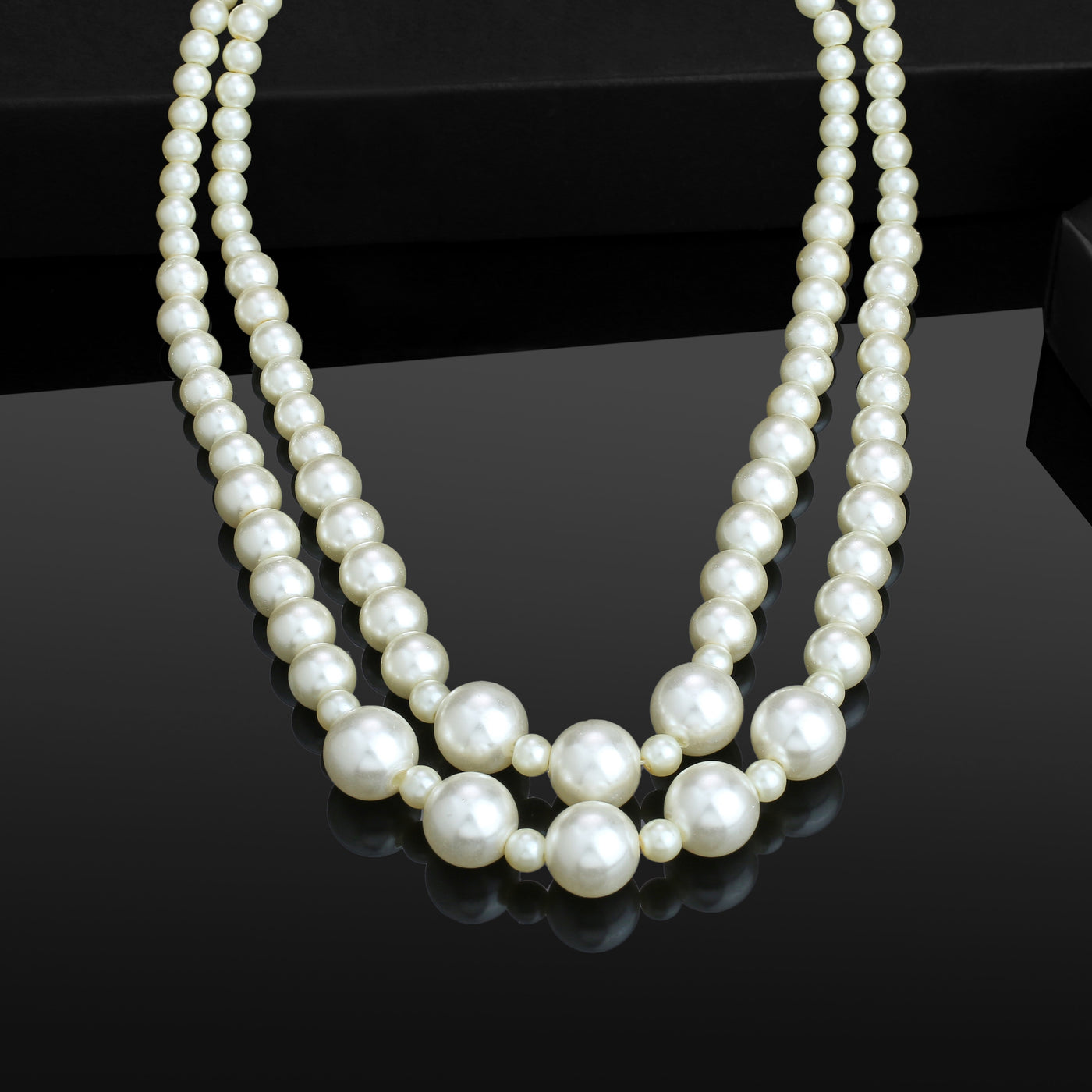 Handcrafted Double Line Flux Pearl Necklace