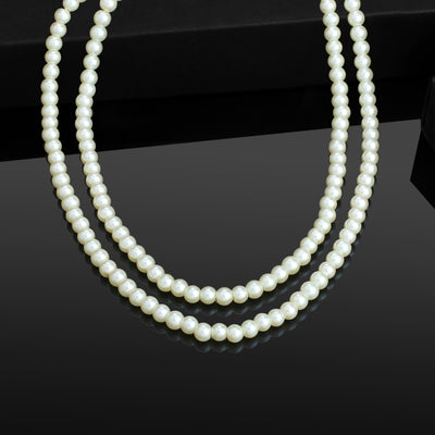 Double Line white Pearl Necklace