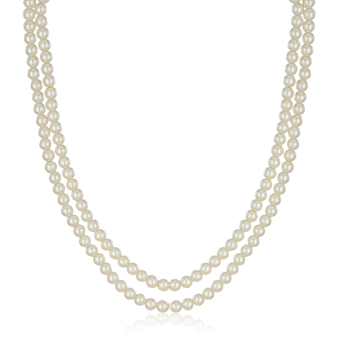 Double Line white Pearl Necklace