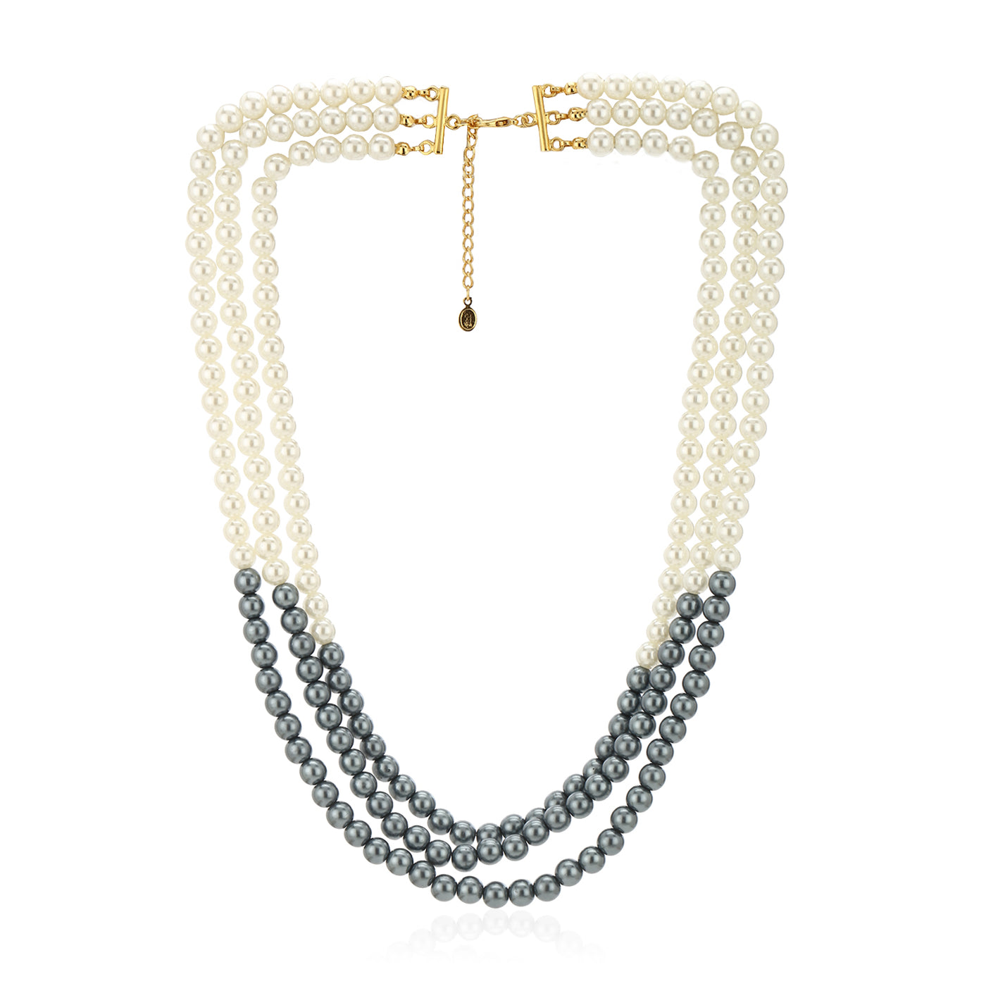Estele -Handcrafted Blue And White three layered Pearl Necklace