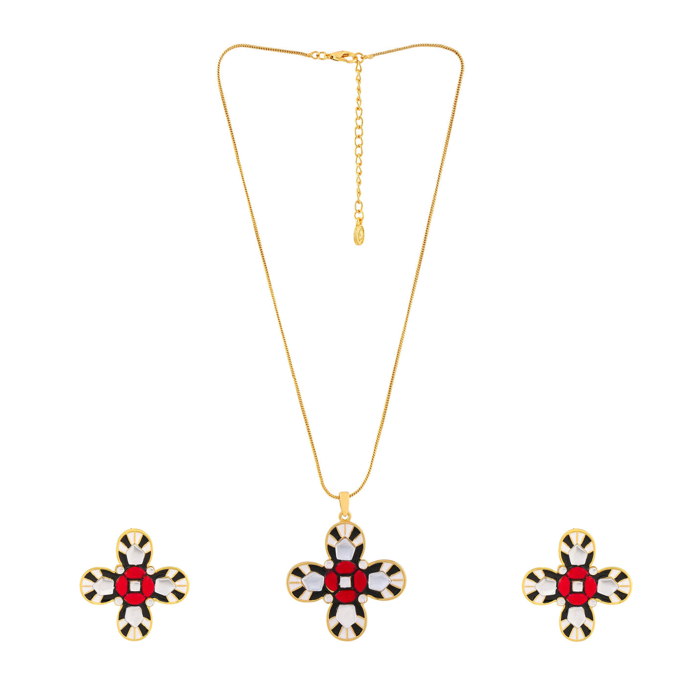 Estele Gold Plated Flower Designer Necklace Set for Women