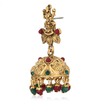 Estele - Traditional Red And Green Kundan Necklace Set