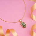 Trendy Gold Plated Candy Pendant with Fancy Emerald Austrian Diamond Crystals