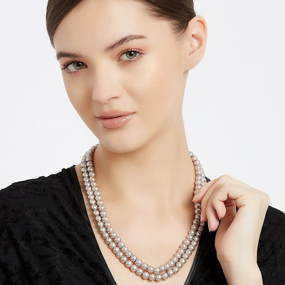 Estele - Purple Pearl Double Line Necklace