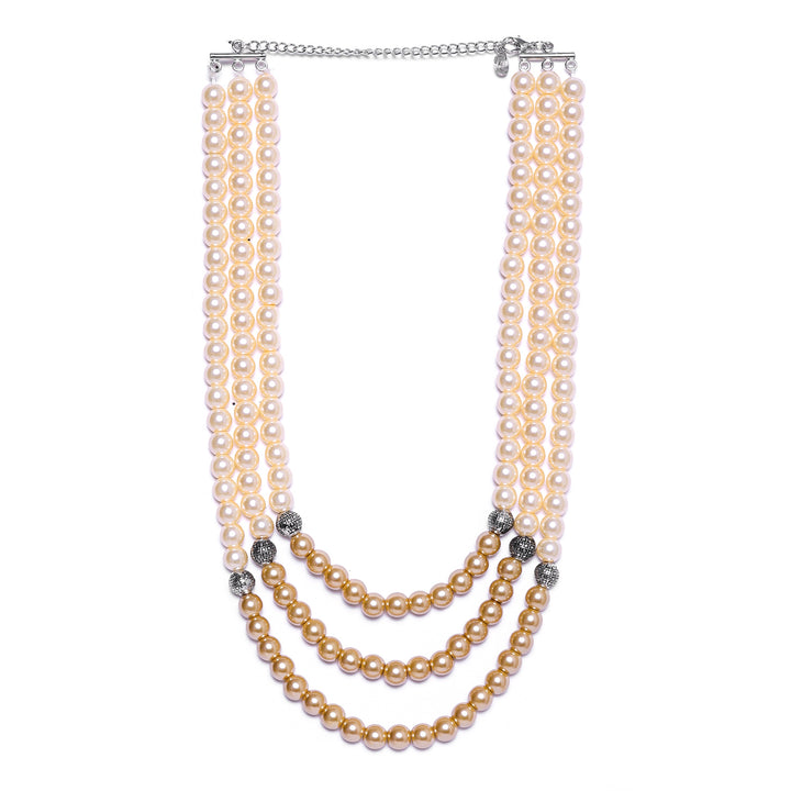 Stunning three line multi coloured Pearl Necklace – Estele