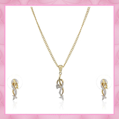 Estele Graceful Gold Plated  Necklace Jewellery American Diamond Necklace Set For Women