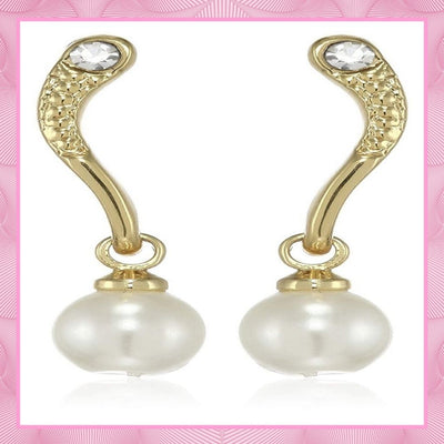 24 Kt Gold and Silver Plated Pink Curve pearl Drop Earrings