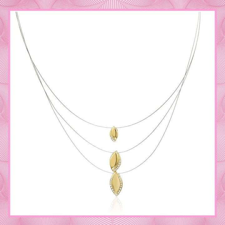 Estele Rhodium Plated Triple Marquise Pendant