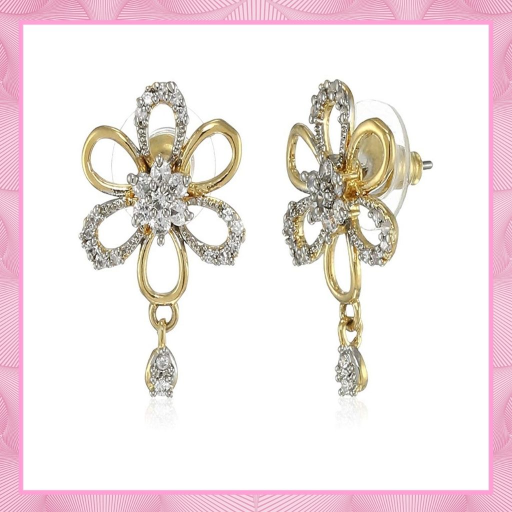 Estel Gold Plated Twirl American Diamond Stud Earrings for Women
