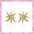 Star Shaped Stud Earrings With White Crystal Stone