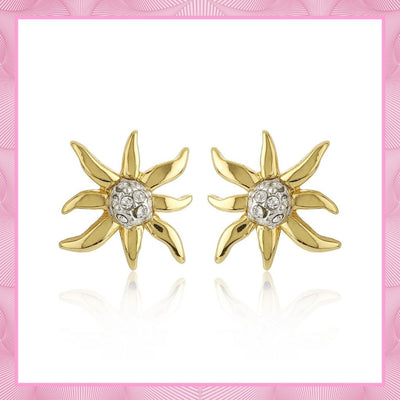 Star Shaped Stud Earrings With White Crystal Stone